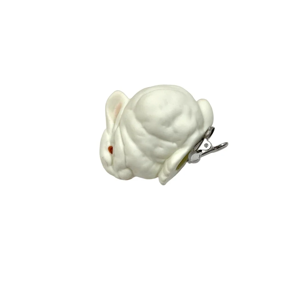 Snowbunny DEPT 56 Bisque Bunny Rabbit Ornament Clip On Light Up White Snowbabies